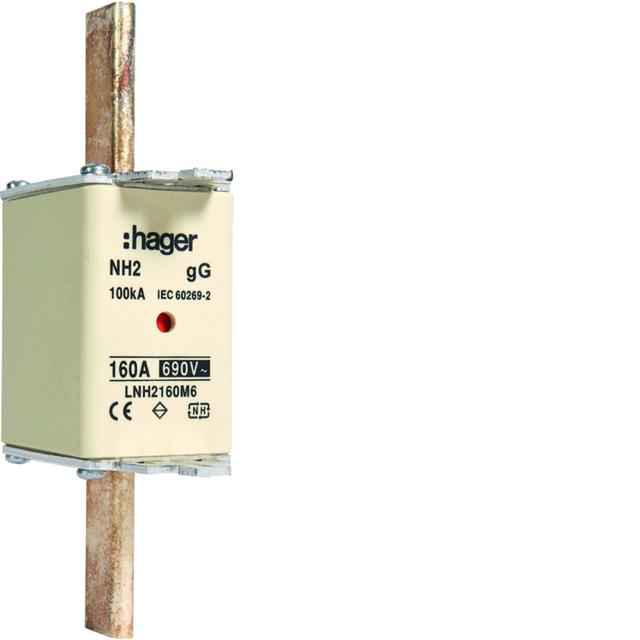 Wkładka bezp. nożowa NH2 wsk.podw. uchwyt nieiz. gG 160A 690VAC LNH2160M6 HAGER