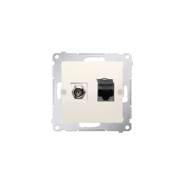 Simon 54 Gniazdo antenowe typu ''F'' + RJ45 kat.6 kremowy DASFRJ45.01/41 KONTAKT