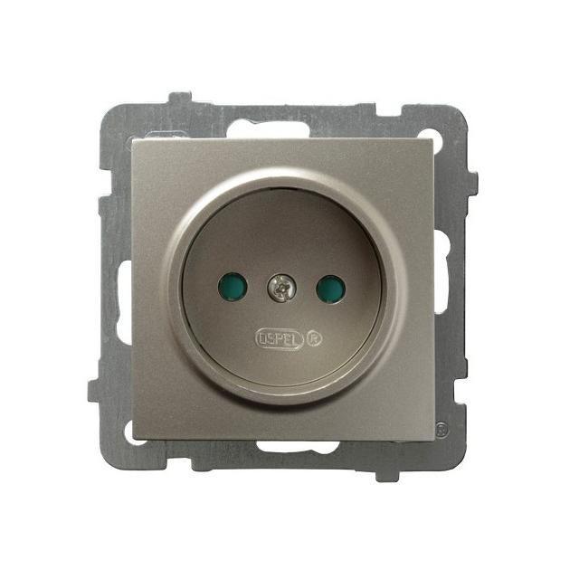 AS Gniazdo pojedyncze z przesłonami torów prądowych - kolor satyna light