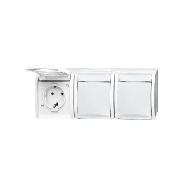 OCEAN Gniazdo SCHUKO Potrójne Z klapką Z polem opisowym IP 44 biały alpejski 2CKA002084A0716 ABB
