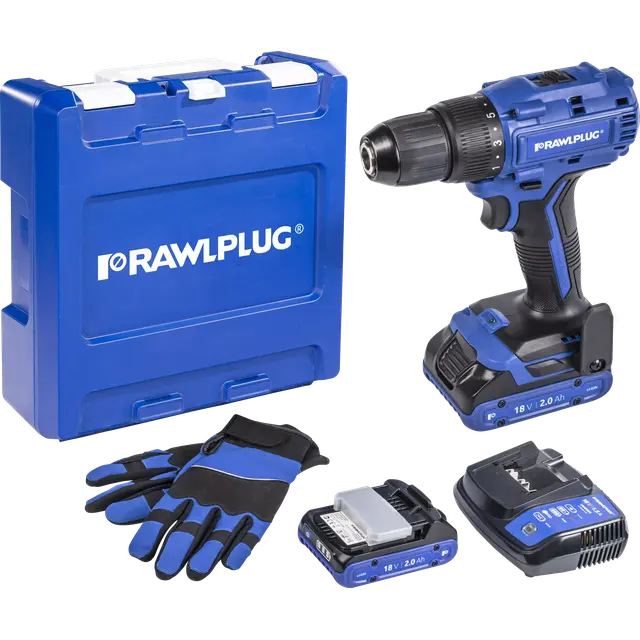 Wiertarko-wkrętarka akumulatorowa 18V 55Nm – zestaw M2 R-PDD18-55-M2 RAWLPLUG