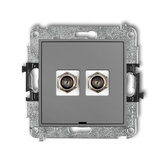 MINI Mechanizm gniazda antenowego podwójnego typu F (SAT) niklowany, bez pola opisowego szary mat