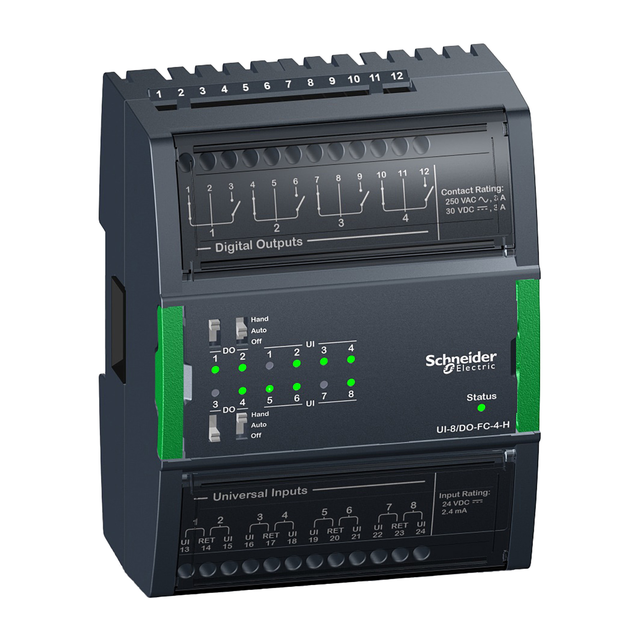 AS-P, moduł wejść uniwersalnych i wyjść cyfrowych, 8UI, 4DO, nastawa ręczna, bez podstawy TB-IO-W1