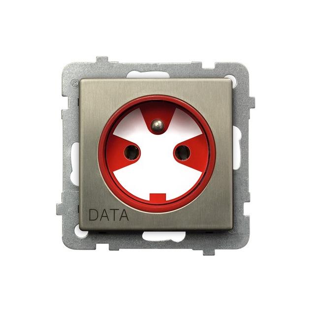 SONATA Gniazdo pojedyncze z uziemieniem DATA z kluczem uprawniającym - kolor nowe srebro