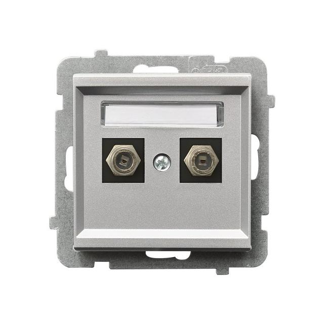 SONATA Gniazdo antenowe typu F podwójne - kolor srebro mat