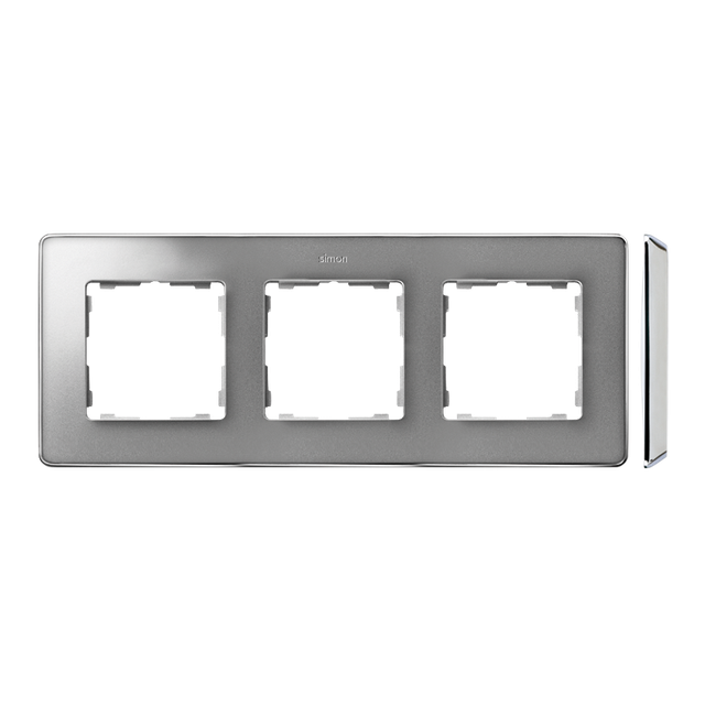 Simon 82 Detail Ramka 3-krotna Detail SELECT-metal ALUMINIUM / podstawa Chrom 8201630-093 KONTAKT