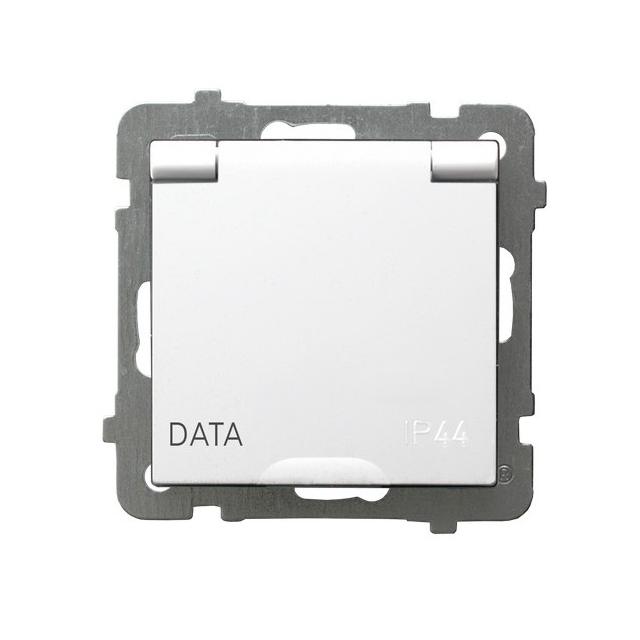 AS ANTYBAKTERYJNY Gniazdo bryzgoszczelne z uziemieniem DATA IP44 klapka w kolorze wyrobu produkt zawiera nanocząsteczki srebra kolor biały GPH-1GAZK/m/00/w OSPEL