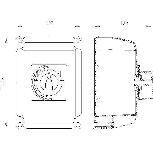RSI-4063 OB4ZC ROZŁĄCZNIK IZOL.4 BIEGUNOWY 63A W OB4 Z CZOŁEM ZAMYKANYM ŻÓŁTO-CZERWONYM