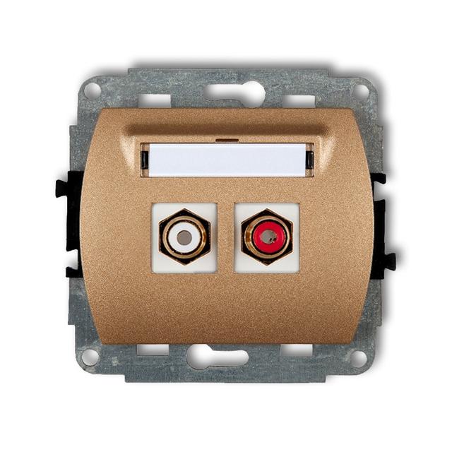 TREND Mechanizm gniazda podwójnego RCA (typu cinch - biały i czerwony, pozłacany) złoty metalik