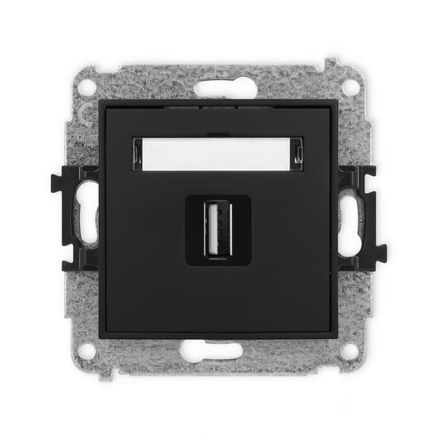 ICON Gniazdo pojedyncze USB A-A 2.0 czarny mat 12IGUSB-1 KARLIK
