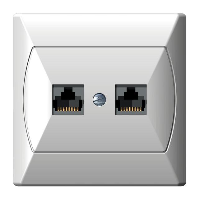 AKCENT Gniazdo komputerowe podwójne, kat. 5e FOREX - kolor biały