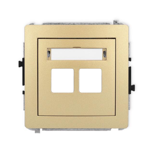 DECO Mechanizm gniazda multimedialnego podwójnego bez modułu (standard Keystone) złoty