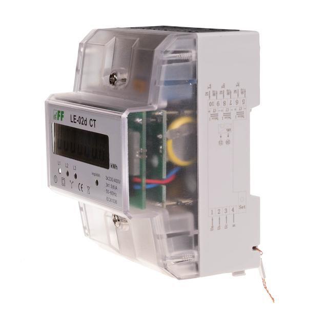 Licznik energii elektrycznej - trójfazowy z programowalną przekładnią wyświetlacz LCD kl.1 LE-02D-CT F&F