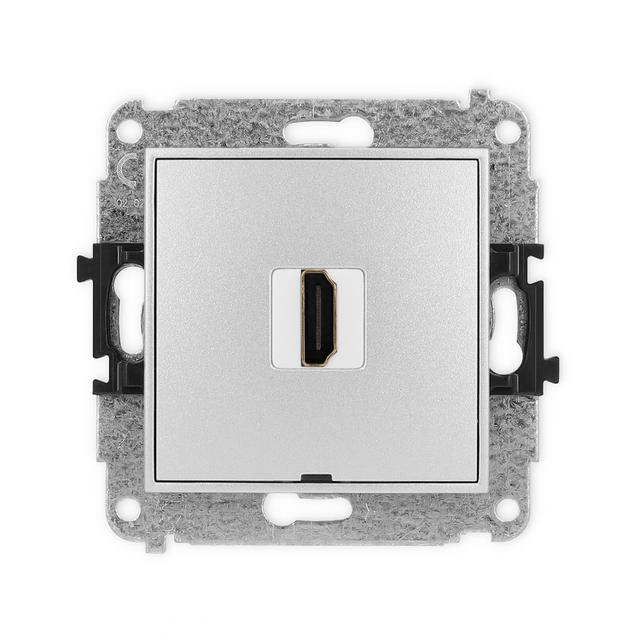 MINI Gniazdo pojedyncze HDMI 2.0, 4K, bez pola opisowego srebrny metalik 7MHDMIBO-3 KARLIK