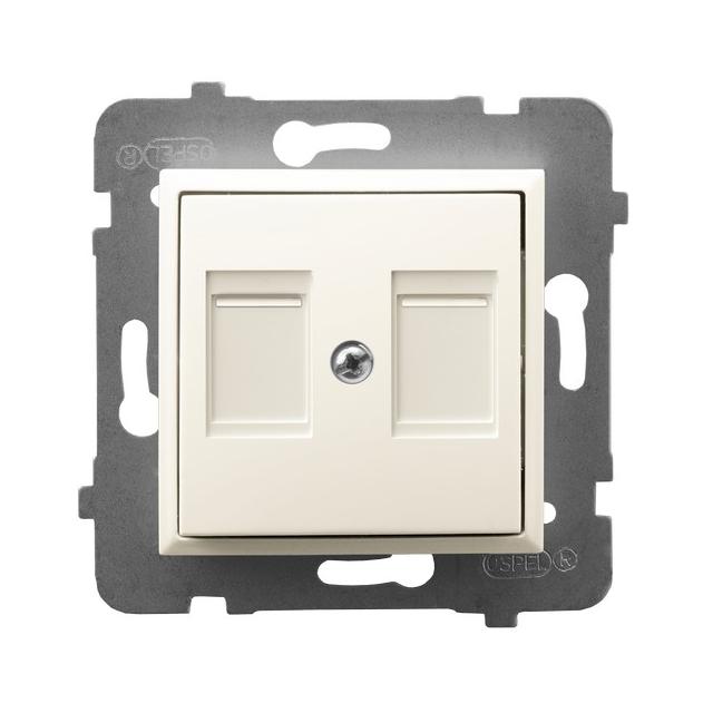 ARIA Obudowa gniazda podwójnego z przesłoną typu Keystone prosta - kolor ecru