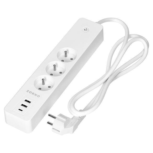 Przedłużacz z 3 gniazdami z uziemieniem i wyłącznikiem 2xUSB Tuya Smart Wi-Fi biały