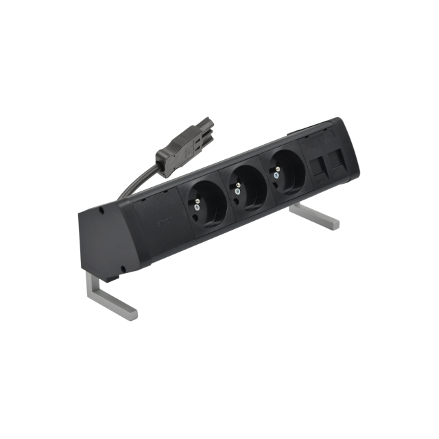 SIMON 480 TS48-410E300K0-44 Biurkowy zestaw gniazd 3 gn. typ E i płytka dla 2 złączy RJ45 keystone;