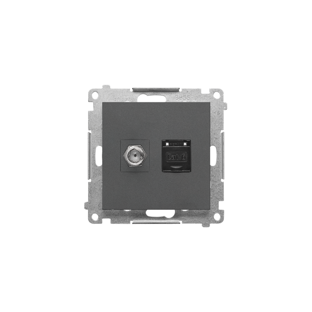 Simon 55 Gniazdo antenowe typu /F/+RJ45 kat.6 Grafitowy mat