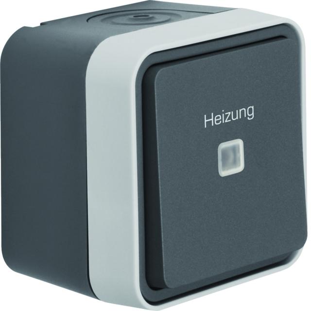 BERKER W.1 Łącznik uniwersalny z nadrukiem Heizung kompletny IP55 szary 35663505 HAGER