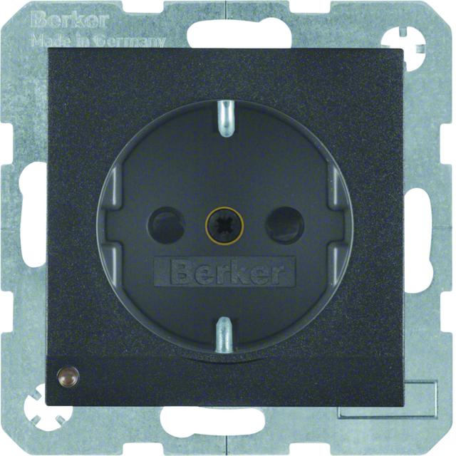 BERKER B.X Gniazdo SCHUKO z uziemieniem z podświetleniem orientacyjnym LED antracyt mat 41091606 HAGER