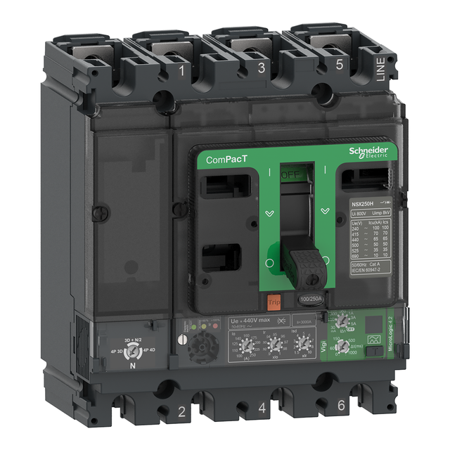 Wyłącznik mocy ComPacT NSX NSX160H Mic4.2 100A 4P 70kA Vigi C16H44V100 Schneider