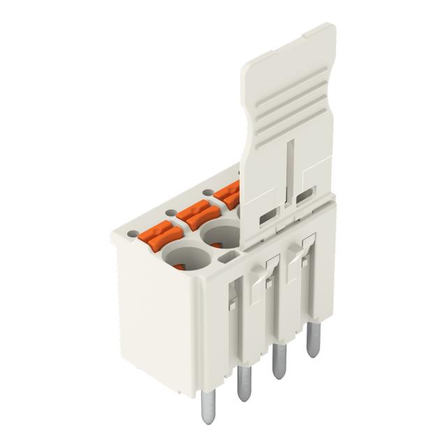 Gniazdo picoMAXeCOM raster 5mm 4‑biegunowe z prostymi pinami lutowniczymi z płytką 2092‑1154 /100szt./ WAGO