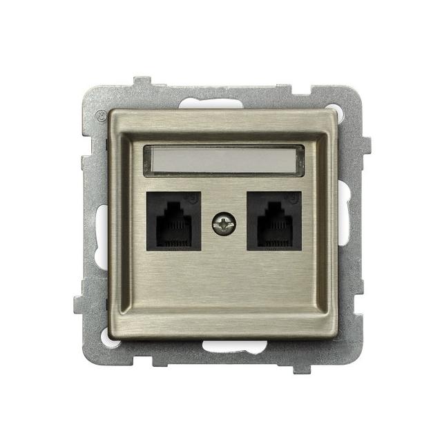 SONATA Gniazdo telefoniczne podwójne niezależne - kolor nowe srebro