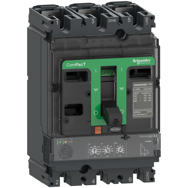 Wyłącznik mocy ComPacT NSX NSX250HB1 Mic2.2 100A 3P 75kA C25V32D100 Schneider