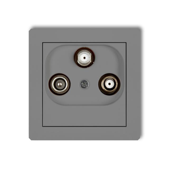 DECO Mechanizm gniazda abonenckiego 2 wyjścia SAT + TV szary mat