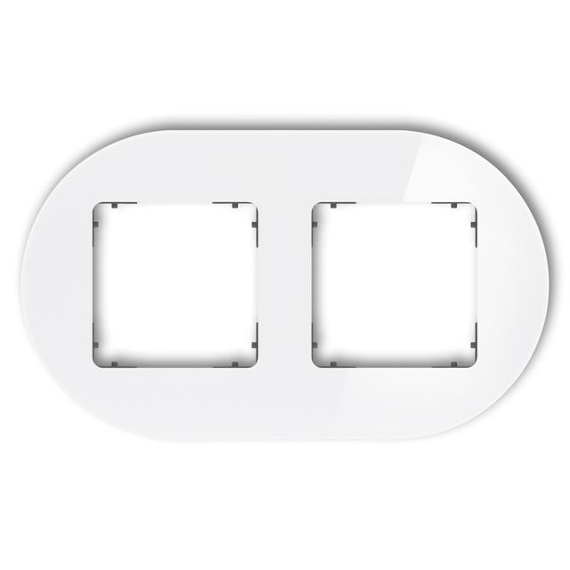 ICON Ramka uniwersalna podwójna okrągła - efekt szkła (ramka: biała; spód: grafitowy mat) biały