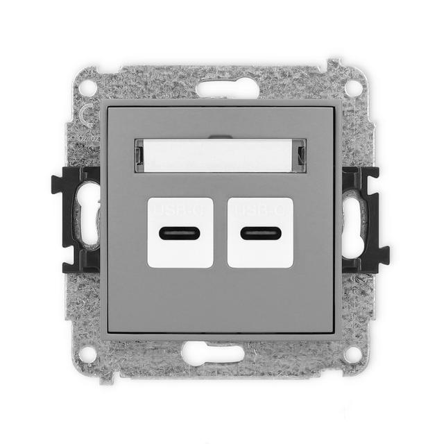 MINI Gniazdo podwójne 2xUSB C-C szary mat 27MGUSB-8 KARLIK