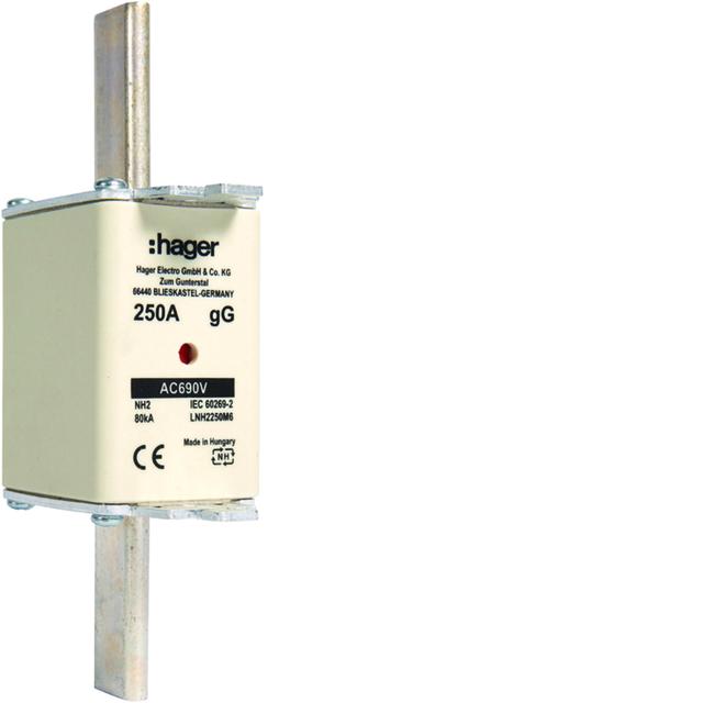 Wkładka bezp. nożowa NH2 wsk.podw. uchwyt nieiz. gG 250A 690VAC LNH2250M6 HAGER