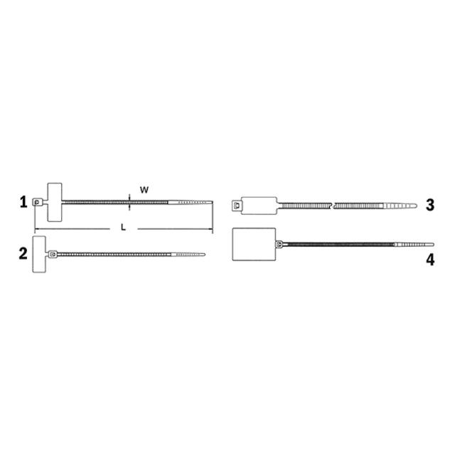 Opaska kablowa z miejscem na napis 200x2,5 mm 30x15 mm*