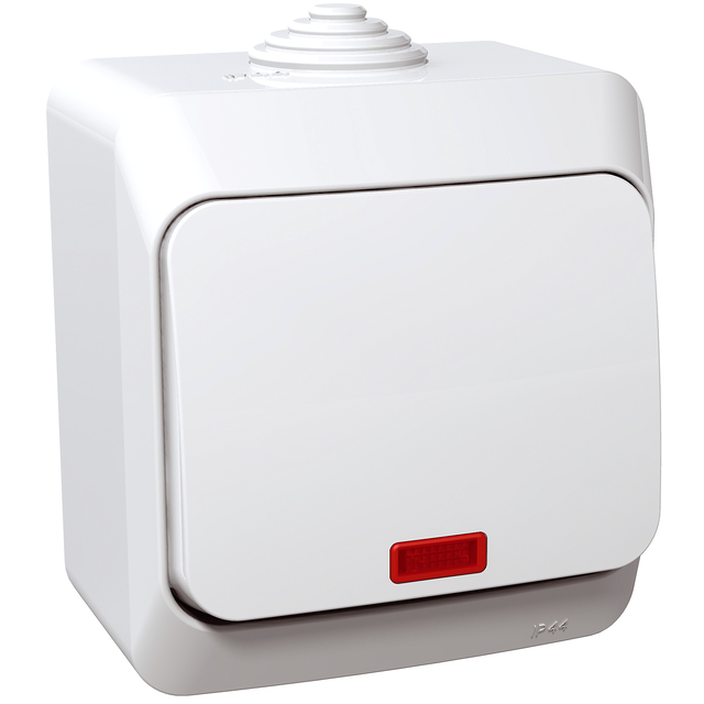 Cedar Plus łącznik 1-biegunowy z podświetleniem IP44 biały WDE000514 Schneider