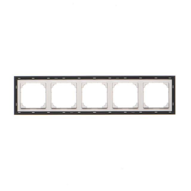 Simon 55 Ramka pięciokrotna 5-krotna DUO Aluminium podstawa czarna TRD5.149/143 KONTAKT