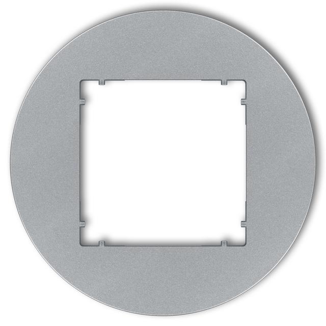 MINI Ramka uniwersalna pojedyncza okrągła z tworzywa srebrny metalik