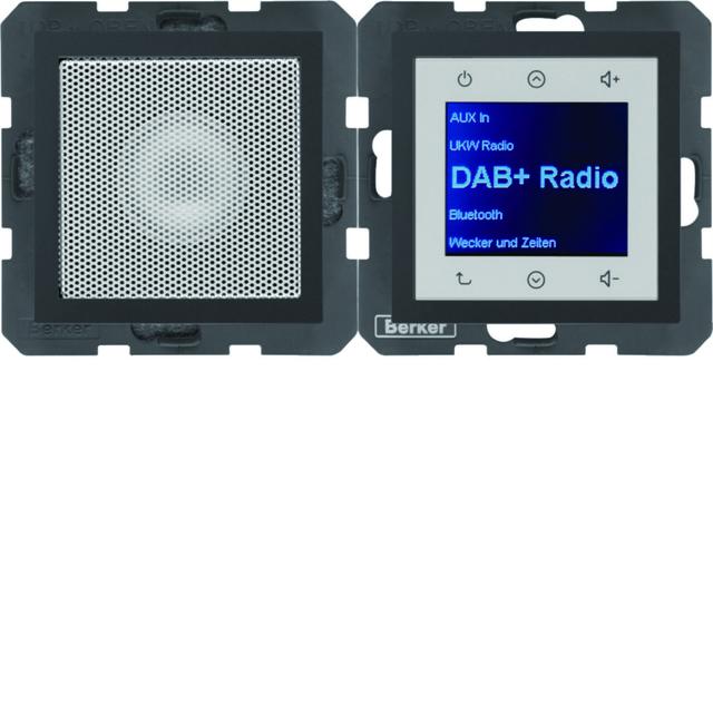Berker B.Kwadrat/B.3/B.7 B.x Radio Touch podtynkowe DAB+ Bluetooth z głośnikiem antracyt mat 30801606 HAGER