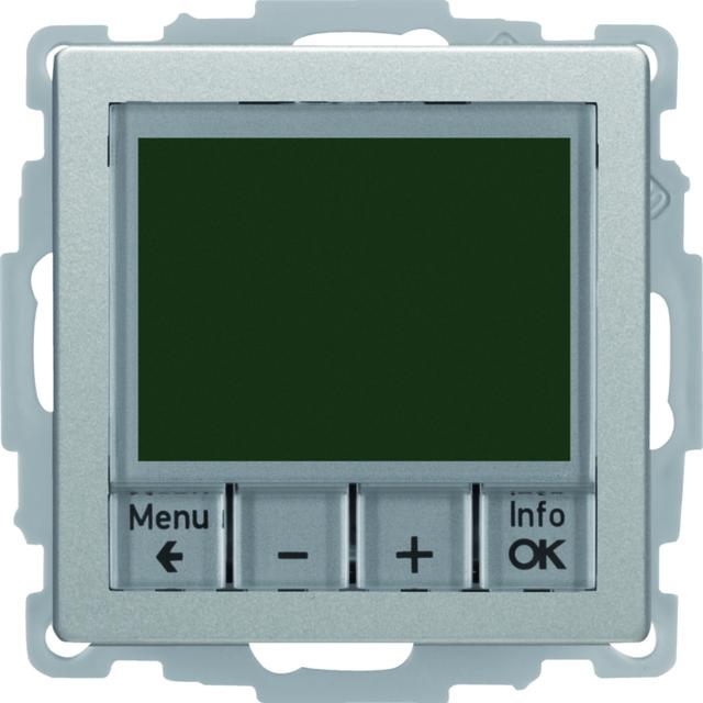 BERKER Q.x Regulator temperatury ze sterowaniem czasowym z stykiem zwiernym i elementem centralnym aluminium aksamit lakierowana 20446084 HAGER
