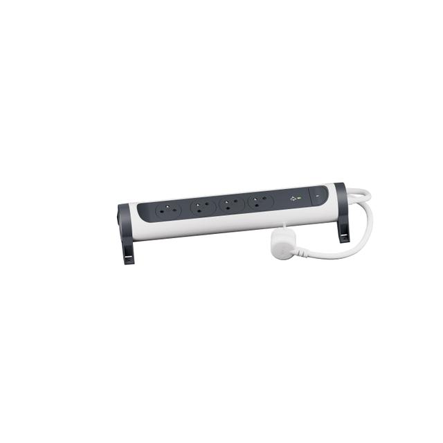 PRZEDŁUŻACZ PREMIUM, OBROTOWY, 4X2P+Z, Z OGRANICZNIKIEM PRZEPIĘĆ, Z PRZEWODEM 1.5 METRA 3X1.0 MM2 -