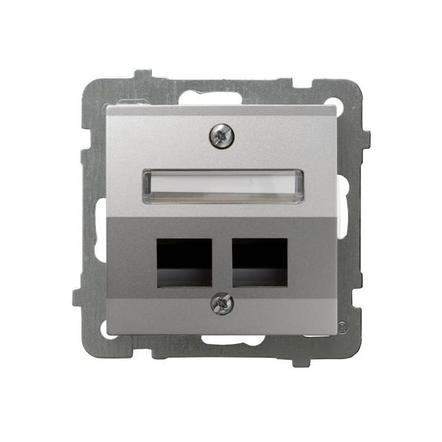 AS Obudowa gniazda podwójnego typu Keystone skośna - kolor srebro
