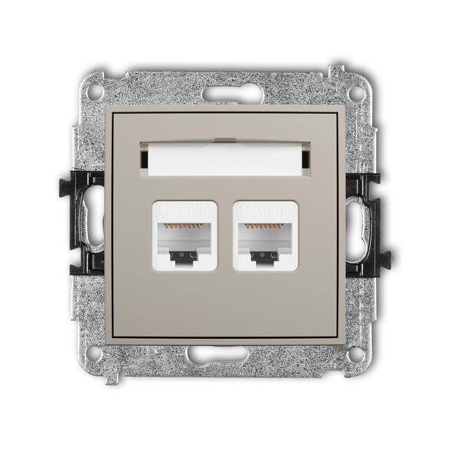 ICON Mechanizm gniazda komputerowego podwójnego 2xRJ45, kat. 5e, 8-stykowy taupe