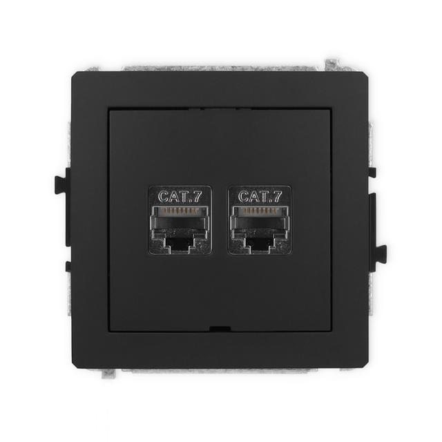 DECO Mechanizm gniazda komputerowego podwójnego 2xRJ45, kat. 7, ekranowany, 8-stykowy, bez pola opis