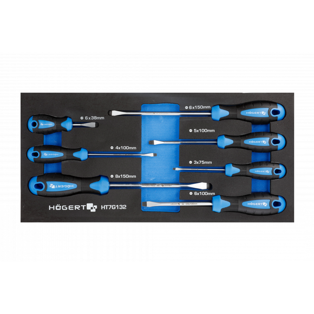 Zestaw wkrętaków płaskich 7 szt., wkład EVA