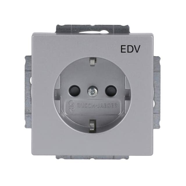 FUTURE Gniazdo SCHUKO Z nadrukiem „EDV” Z szybkozłączami Z uziemieniem, 2P+E Z przesłonami aluminiow 2CKA002013A5273 ABB
