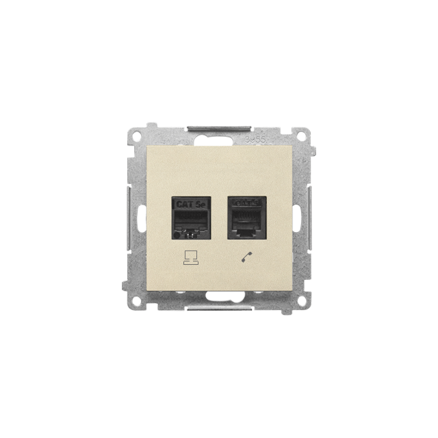 Simon 55 Gniazdo komputerowe RJ45 kategoria 5e+telefoniczne RJ12 Szampański mat