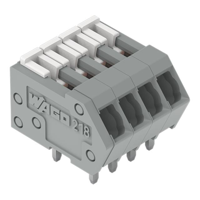 Listwa zaciskowa do płytek drukowanych 4‑biegunowy szara raster 2,5mm 218‑104 /105szt./ WAGO