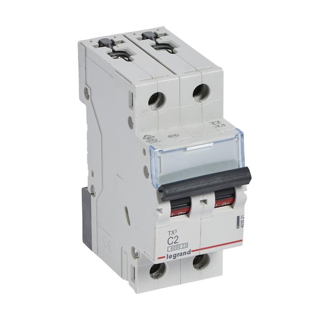 WYŁĄCZNIK NADPRĄDOWY S 302 2P C 2A 6000A SERII TX3, Legrand