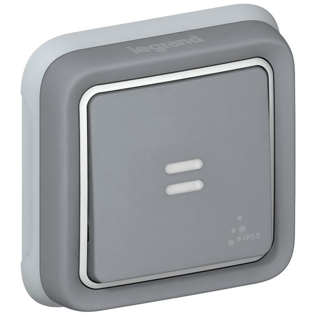 Plexo55 Przycisk Podświetlany Szary 10Ax-250V Komplet Podtynkowy 069821 LEGRAND