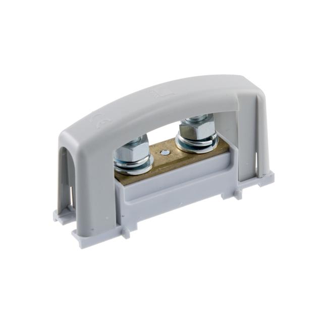 Zacisk prądowy  oczkowy 2xM8, szary z pokrywą   NOWOŚC