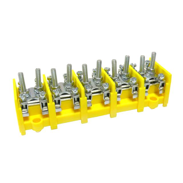 LZ5*25/10wyk.12 ,  Odgałęźnik instalacyjny 5-segmentowy (zacisk: 5x2x25mm2 - 5x4x10mm2), żółty